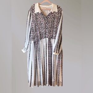 NWT Lane Bryant x Girls With Curves Animal Print Midi Sheer Pleated Dress Sz‎ 24